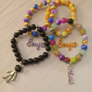 Colorful Beaded Charm Bracelets Set